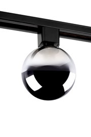 Schwarzer Strahler TYCHO mit rauchigem Glas, seitliche Perspektive