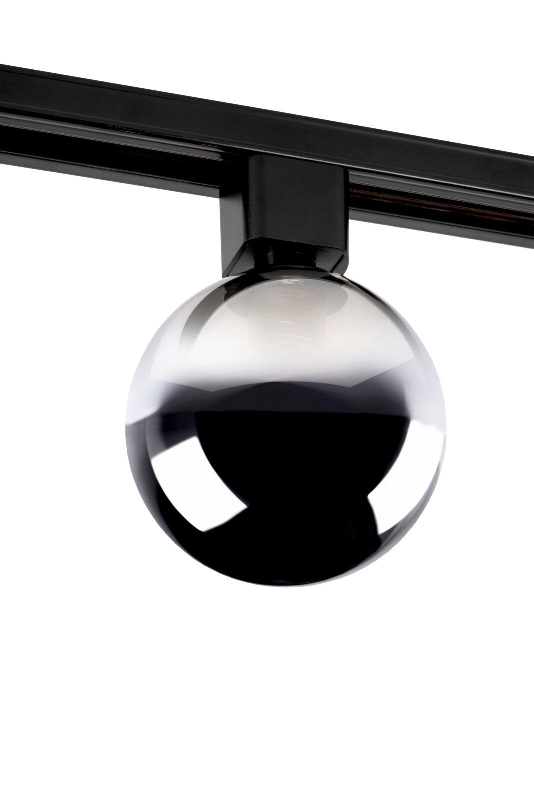 Schwarzer Strahler TYCHO mit rauchigem Glas, seitliche Perspektive