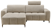 Beige Ecksofa mit verstellbarer Kopfstütze, Vorderansicht