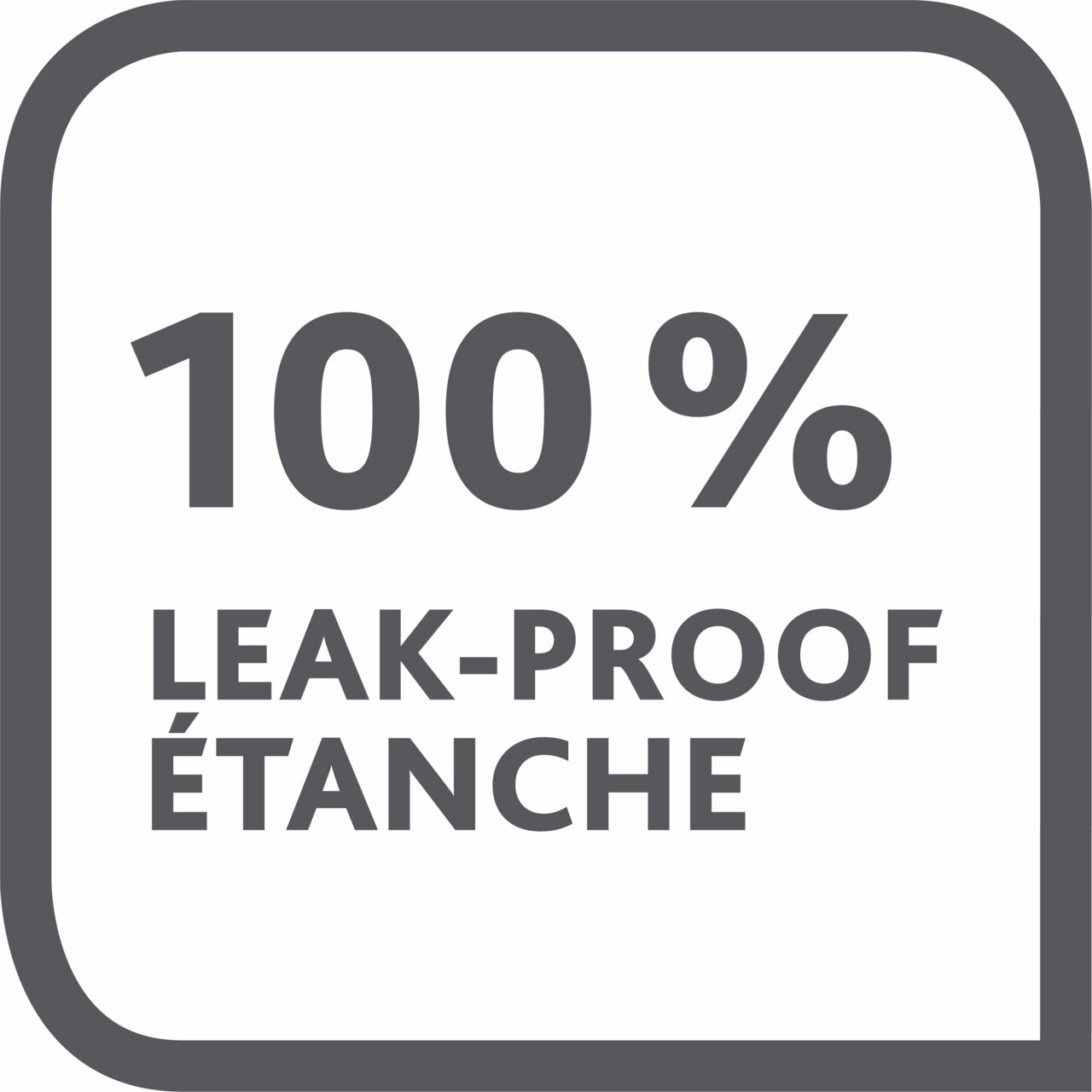 100% auslaufsicheres Design, Vorderansicht