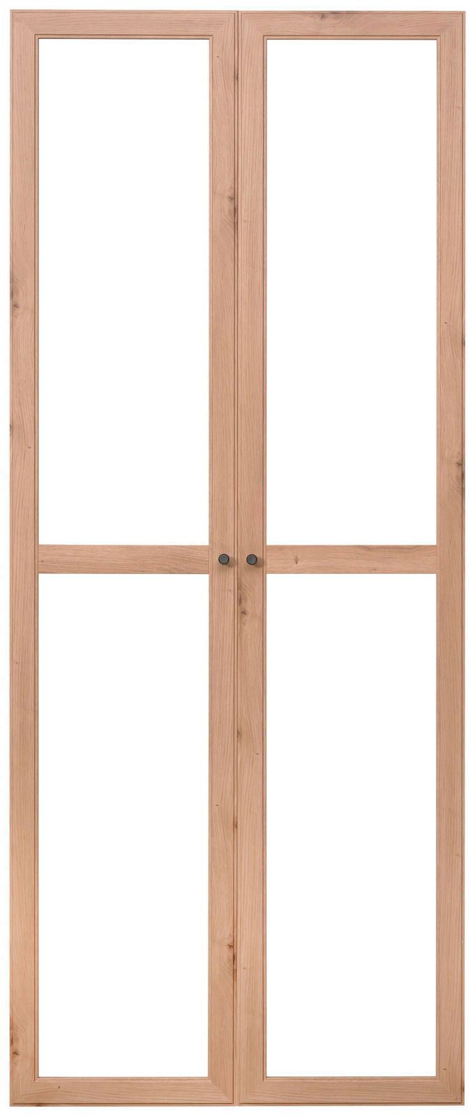 Holztür-Set mit zwei Glaseinsätzen, frontale Ansicht