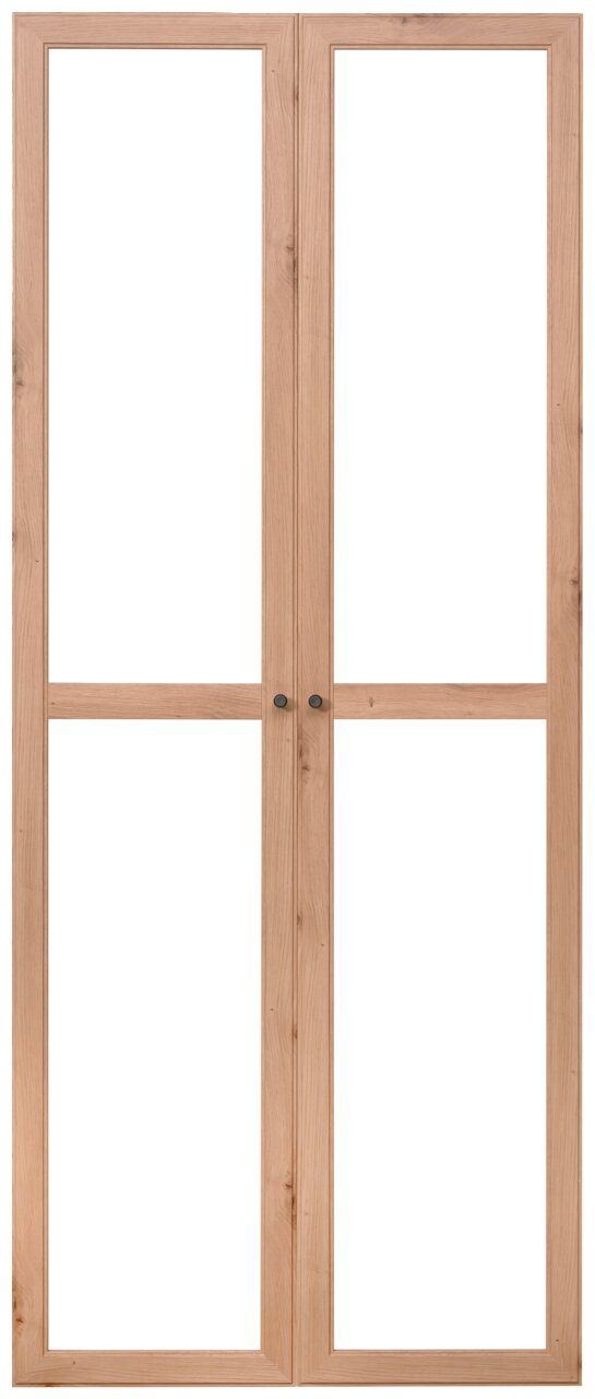 Set houten deuren met twee glazen panelen, vooraanzicht