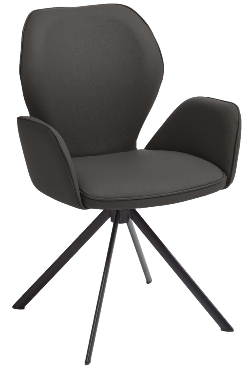 Escando Natur Sessel COLORADO-TREND-LINE Moderner schwarzer Sessel mit gepolstertem Sitz und Rückenlehne, seitliche Armlehnen und vierbeinigem Metallgestell, seitliche Perspektive