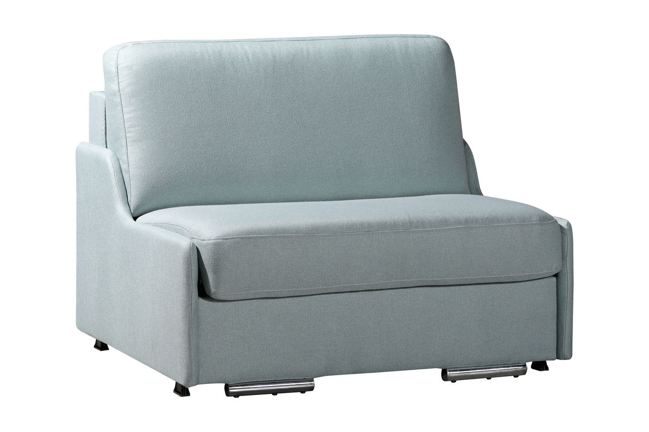 Novel Schlafsessel BRUTUS Schlafsessel in hellblauem Stoff, seitliche Perspektive