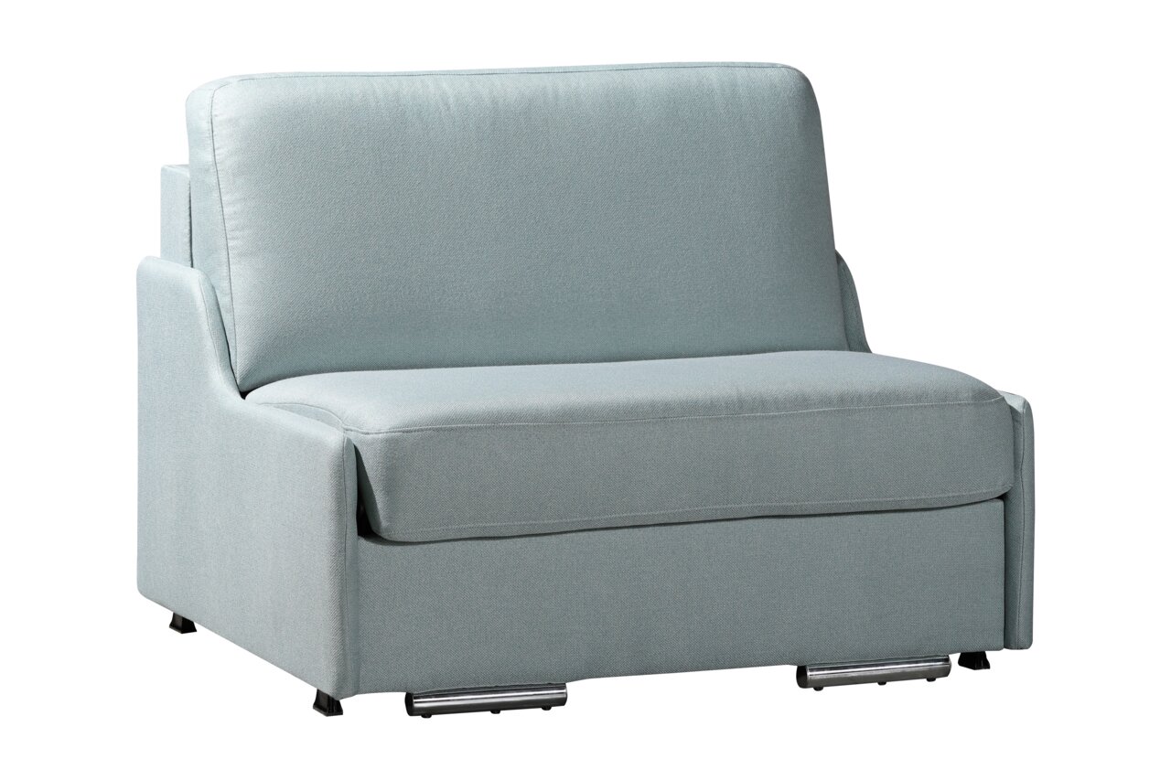 Novel Schlafsessel BRUTUS Schlafsessel in hellblauem Stoff, seitliche Perspektive