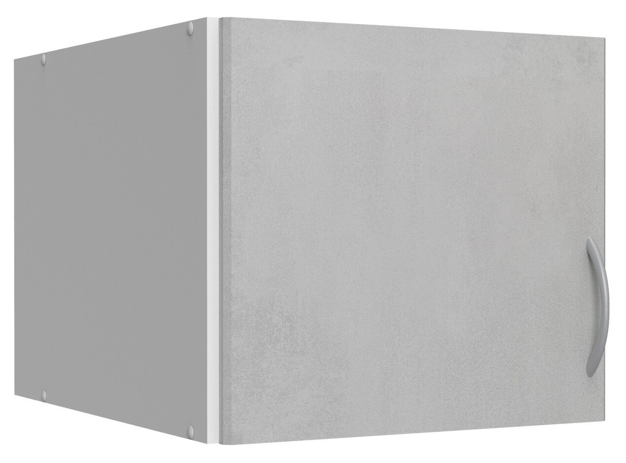 XORA Aufsatz T54 MULTIRAUMKONZEPT Grauer Schrankaufsatz mit Tür und Griff, seitliche Perspektive