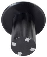 Schwarzer Beistelltisch mit geriffeltem Zylindersockel, Ansicht von unten