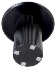 Schwarzer Beistelltisch mit geriffeltem Zylindersockel, Ansicht von unten