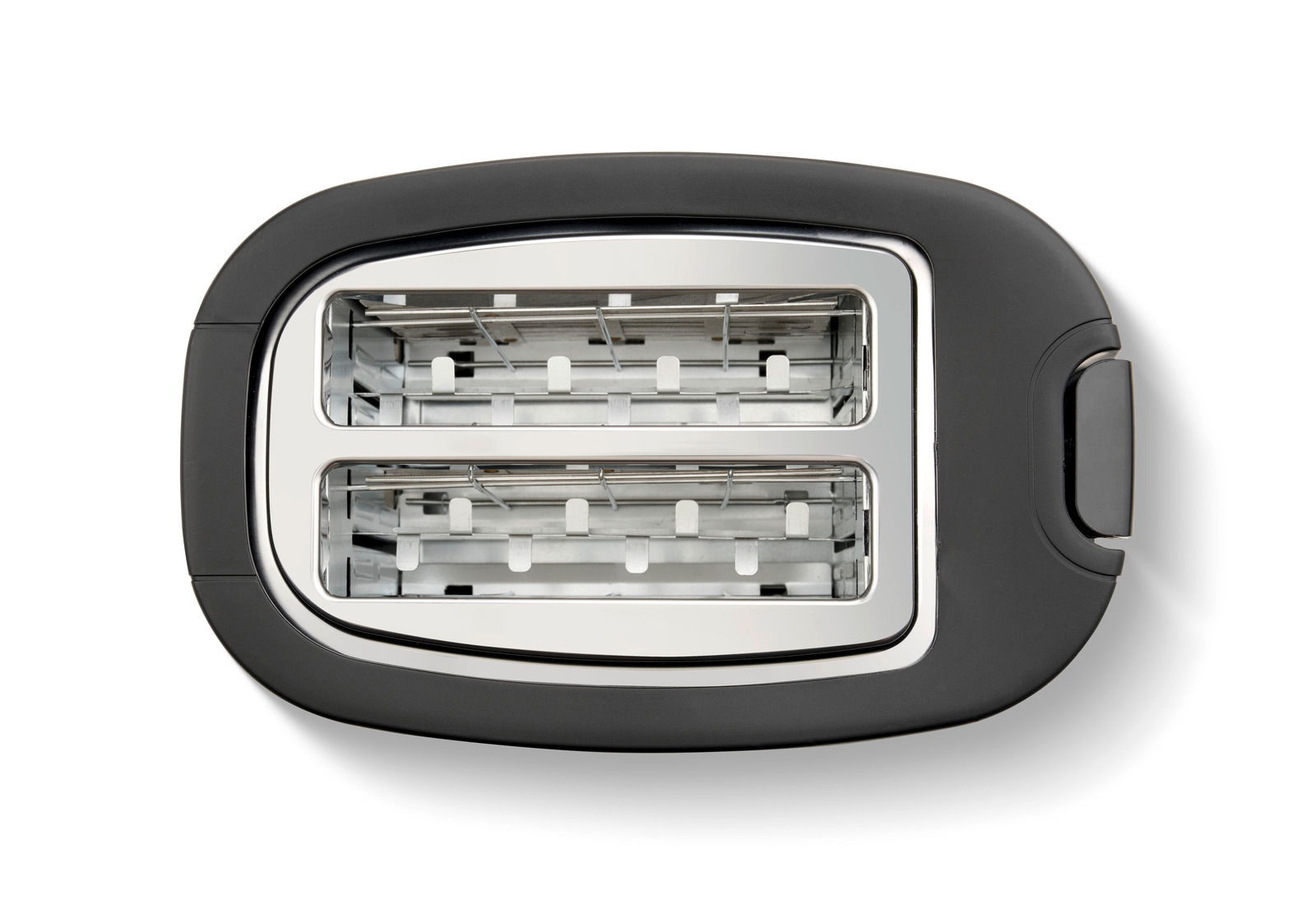 Toaster von oben mit zwei Schlitzen und schwarzem Gehäuse