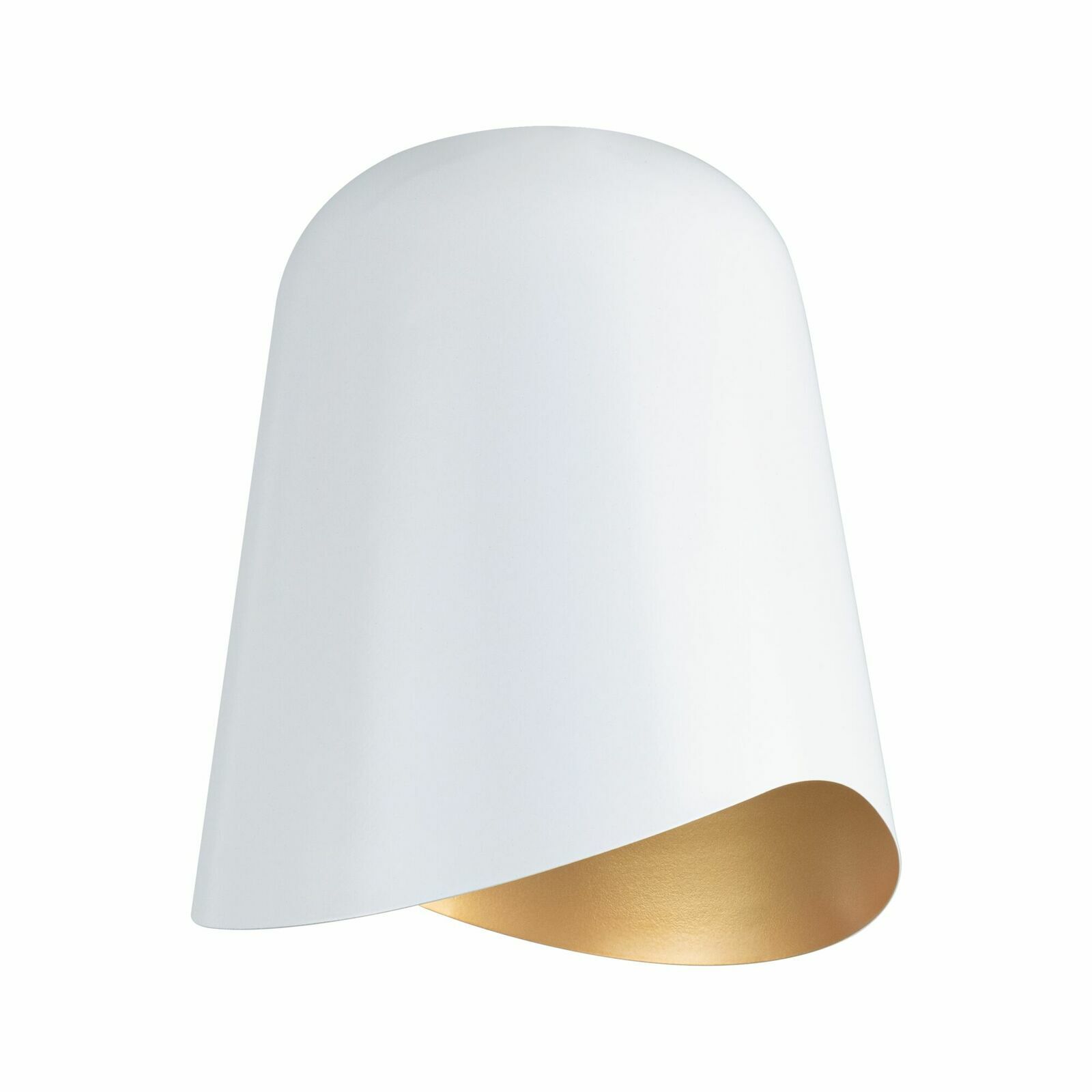 Weißer Dekoschirm Alvaro mit goldener Innenseite, seitliche Perspektive