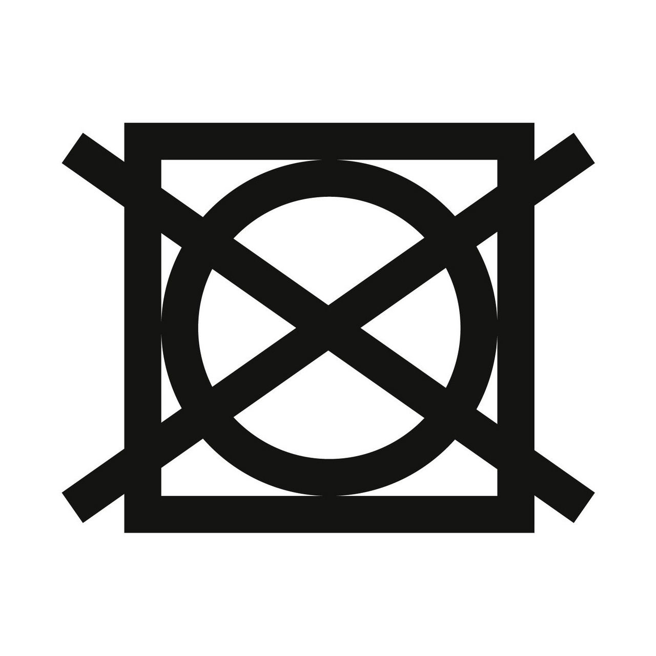 Symbol für nicht im Trockner trocknen, Vorderansicht