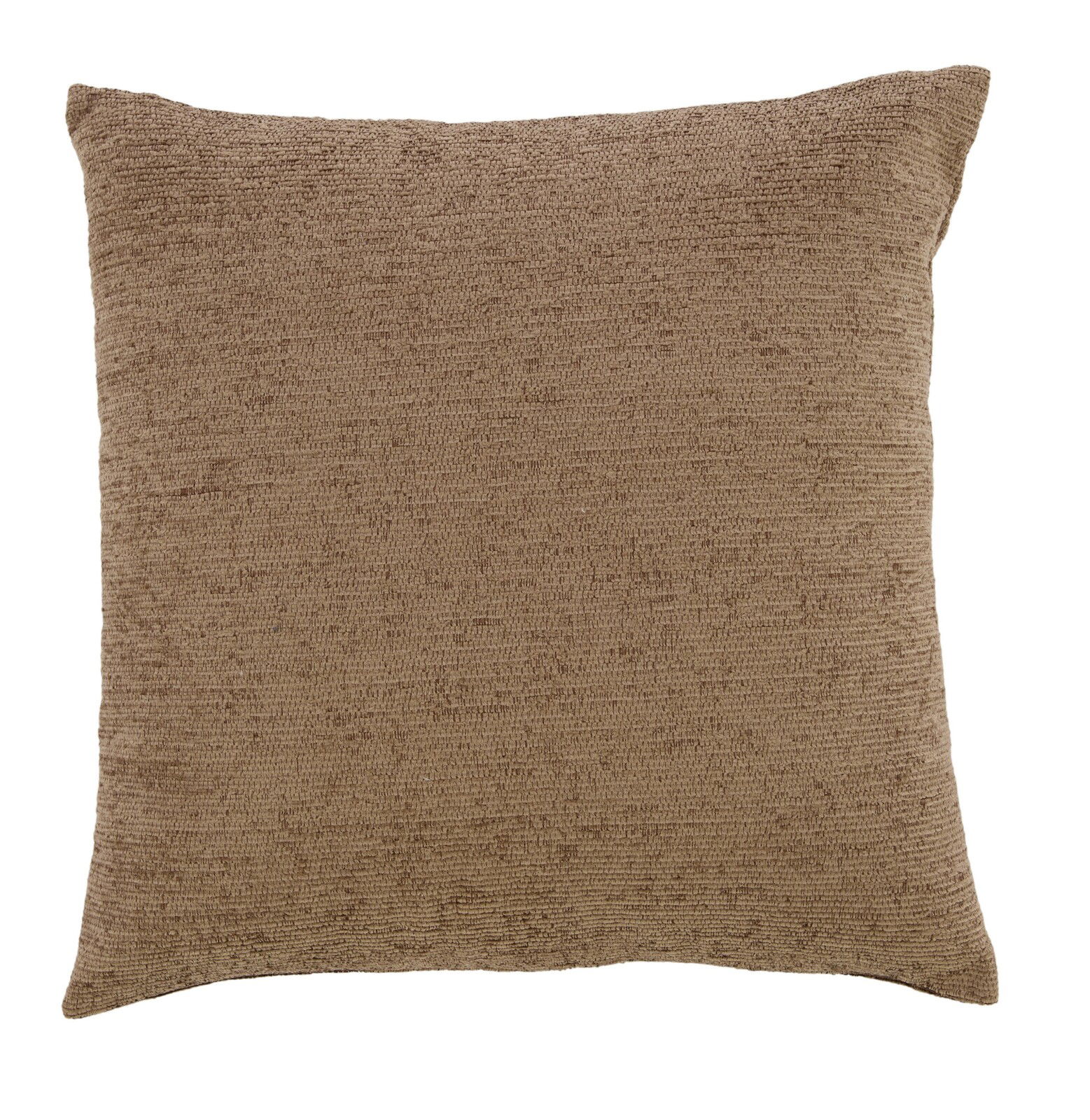 Braunes Kissen in Nahaufnahme, quadratische Form, Textur gut sichtbar, Frontalansicht