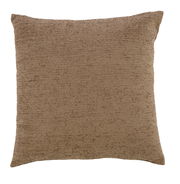 Braunes Kissen in Nahaufnahme, quadratische Form, Textur gut sichtbar, Frontalansicht