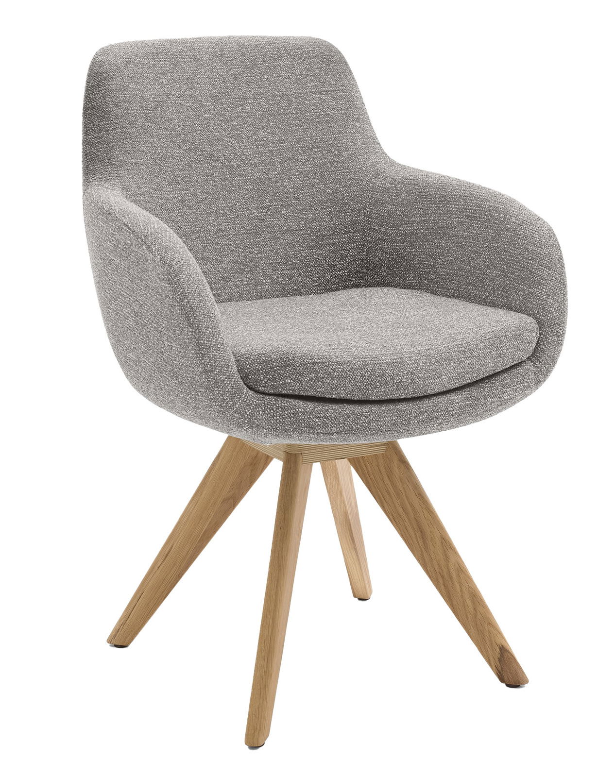 Musterring Armlehnstuhl MR TAVIA Grauer Armlehnstuhl mit Holzbeinen, seitliche Perspektive