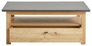 Moderner Couchtisch aus Holz mit Schublade und Ablagefläche, Frontalansicht