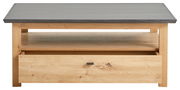 Moderner Couchtisch aus Holz mit Schublade und Ablagefläche, Frontalansicht