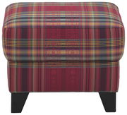 Hocker mit buntem Karomuster, seitliche Perspektive