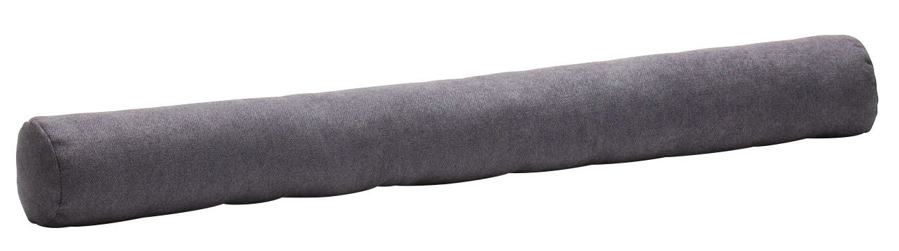 Graue Zugluftrolle aus 100% PES, seitliche Perspektive