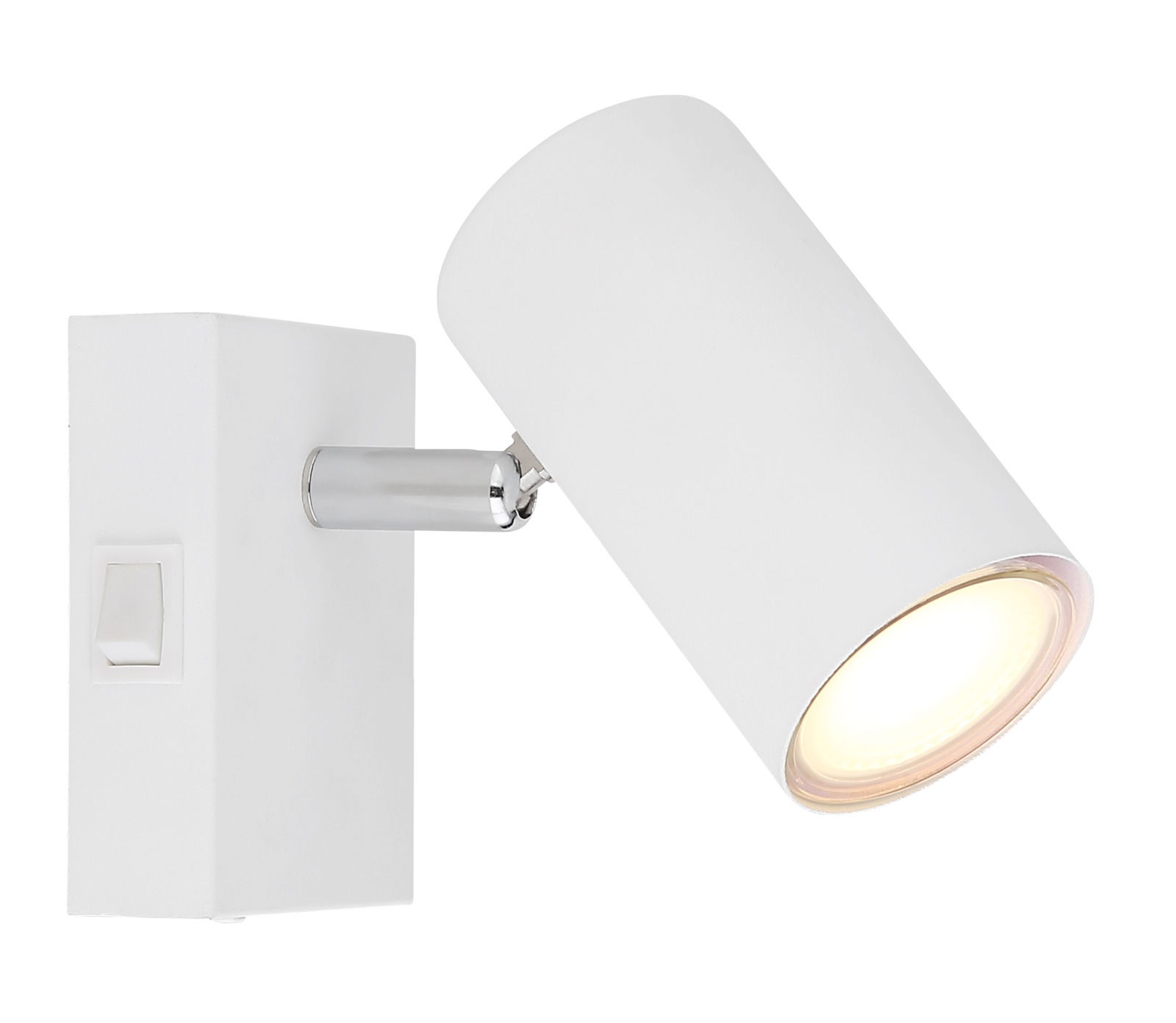 Globo Lighting Strahler ROBBY Weißer Strahler mit zylindrischem Lampenschirm und integriertem Schalter, seitliche Perspektive