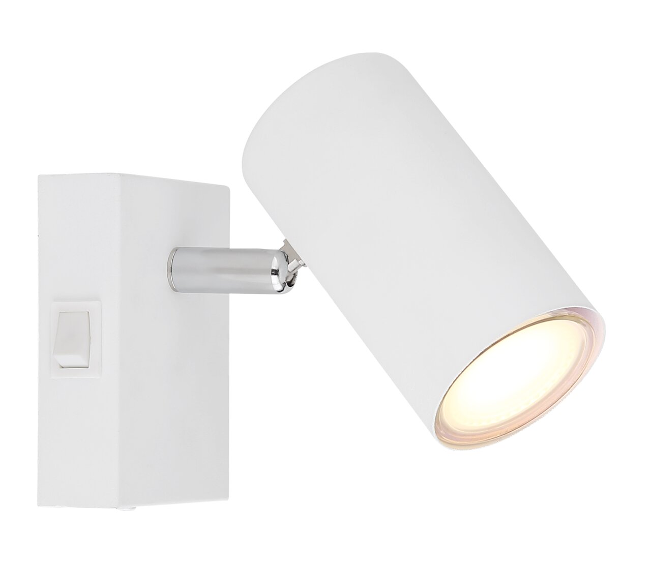 Globo Lighting Strahler ROBBY Weißer Strahler mit zylindrischem Lampenschirm und integriertem Schalter, seitliche Perspektive