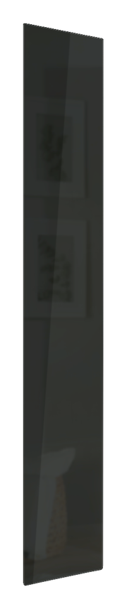 Hochglanz anthrazitfarbene Tür in seitlicher Perspektive