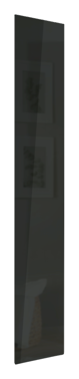 Hochglanz anthrazitfarbene Tür in seitlicher Perspektive