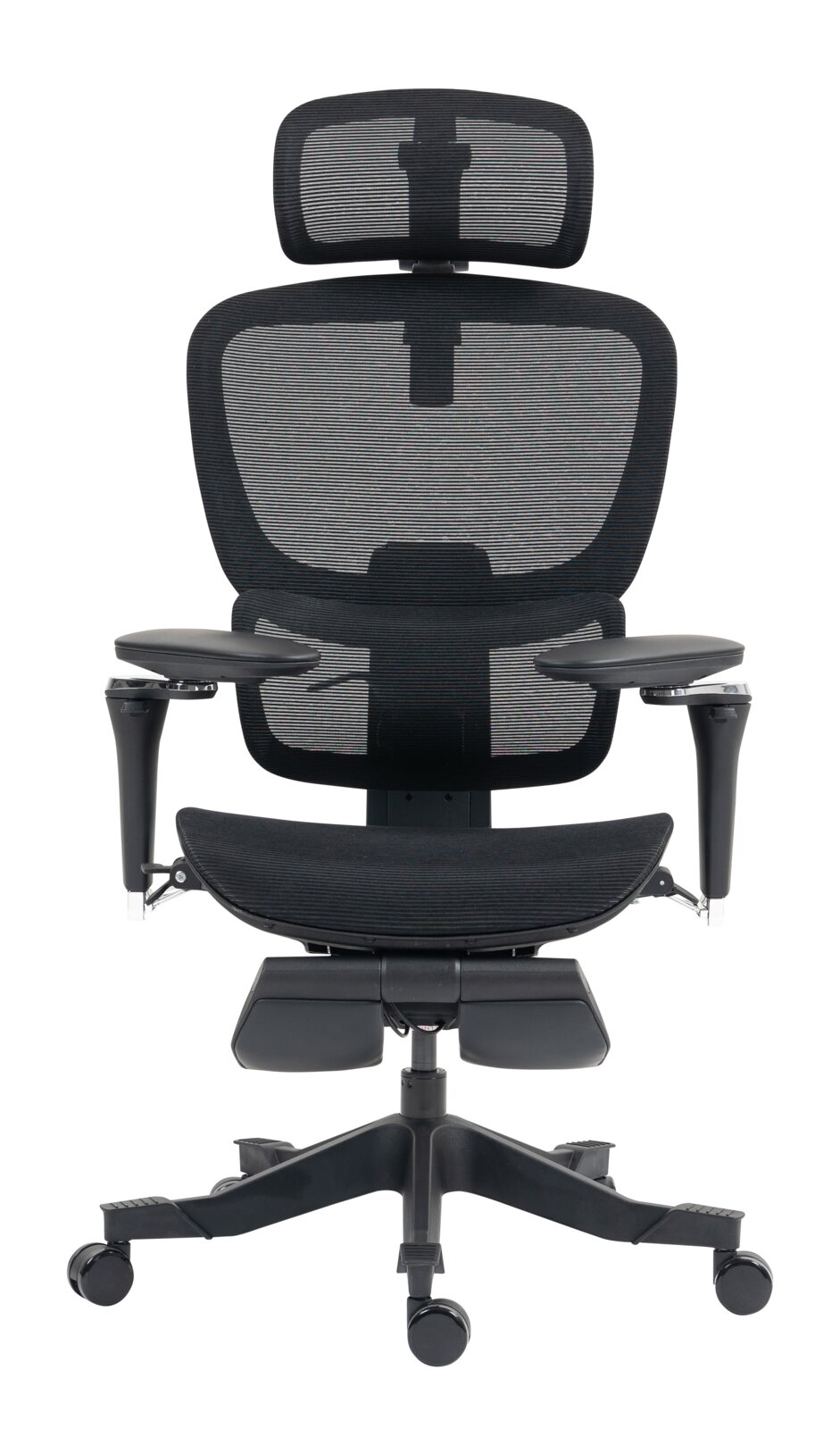Ergonomischer Drehstuhl Novel DOMINIC in schwarzem Mesh-Design, Vorderansicht