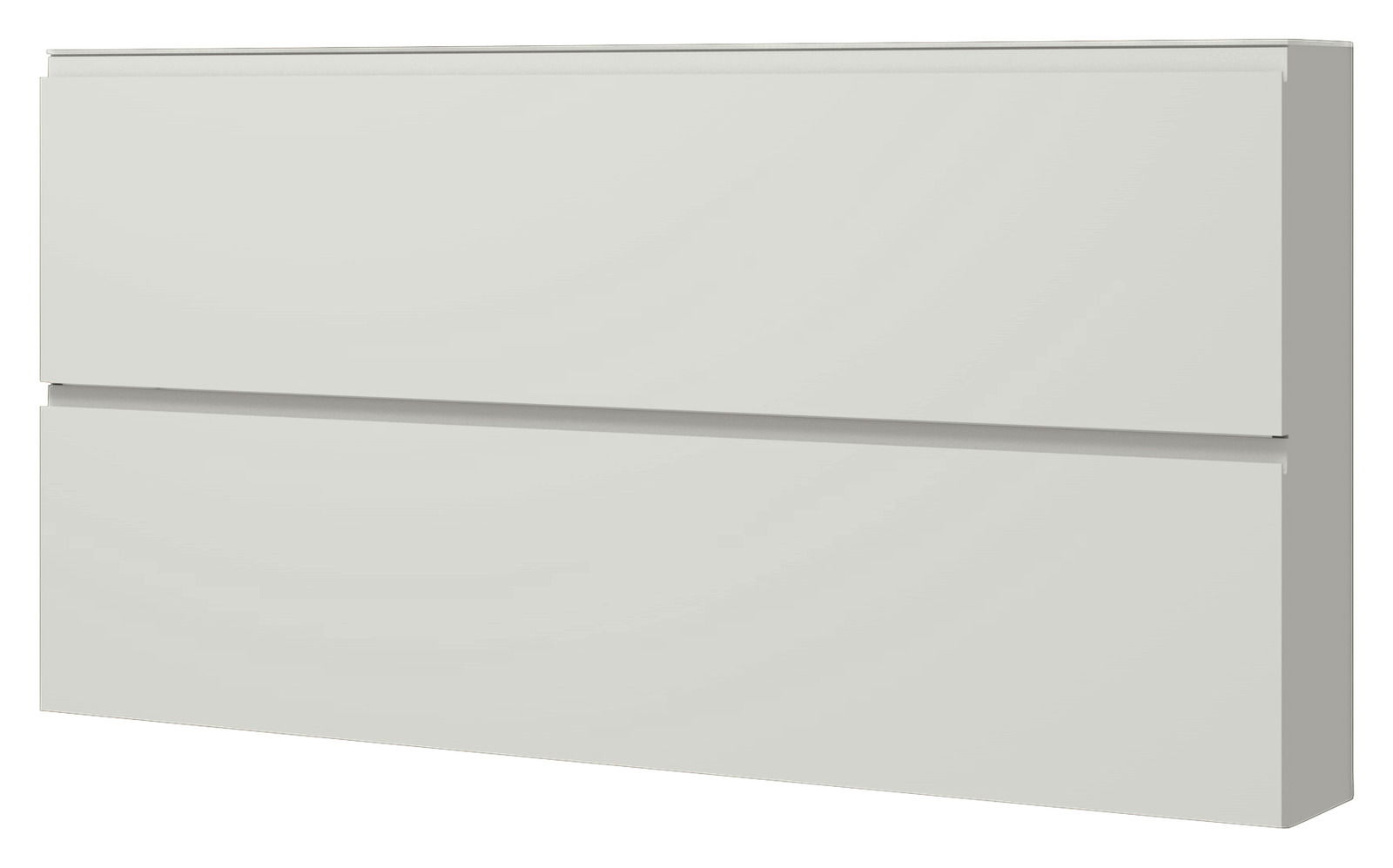 Moderner XL-Hängeschuhschrank in Weiß mit zwei Klappen, seitliche Perspektive