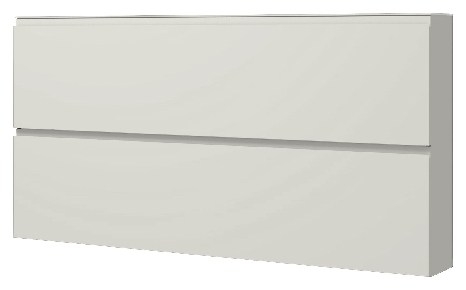 Moderner XL-Hängeschuhschrank in Weiß mit zwei Klappen, seitliche Perspektive