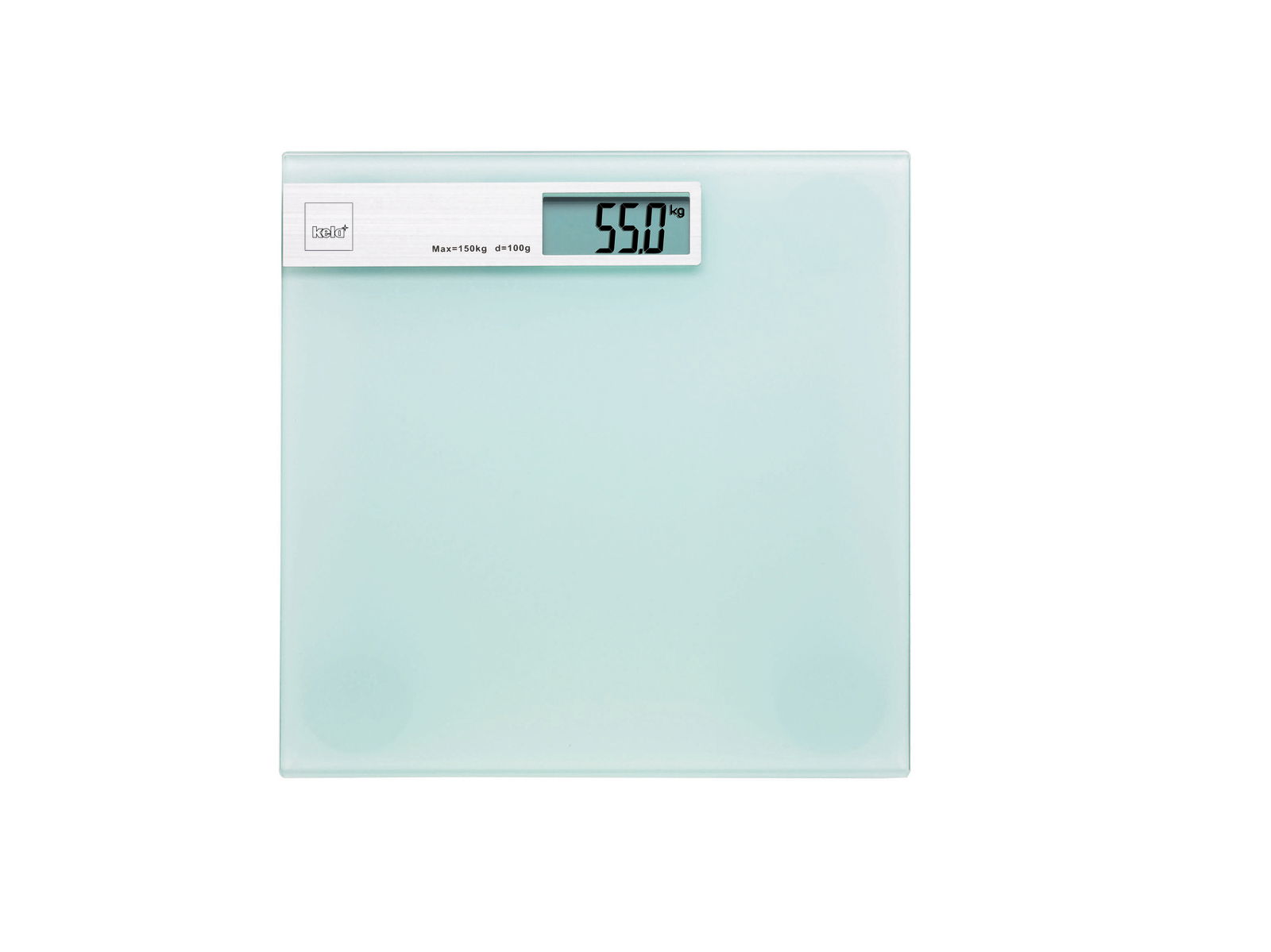 Kela Waage LINDA Digitale Personenwaage Kela Serie LINDA in mintgrün mit großem Display, Vorderansicht