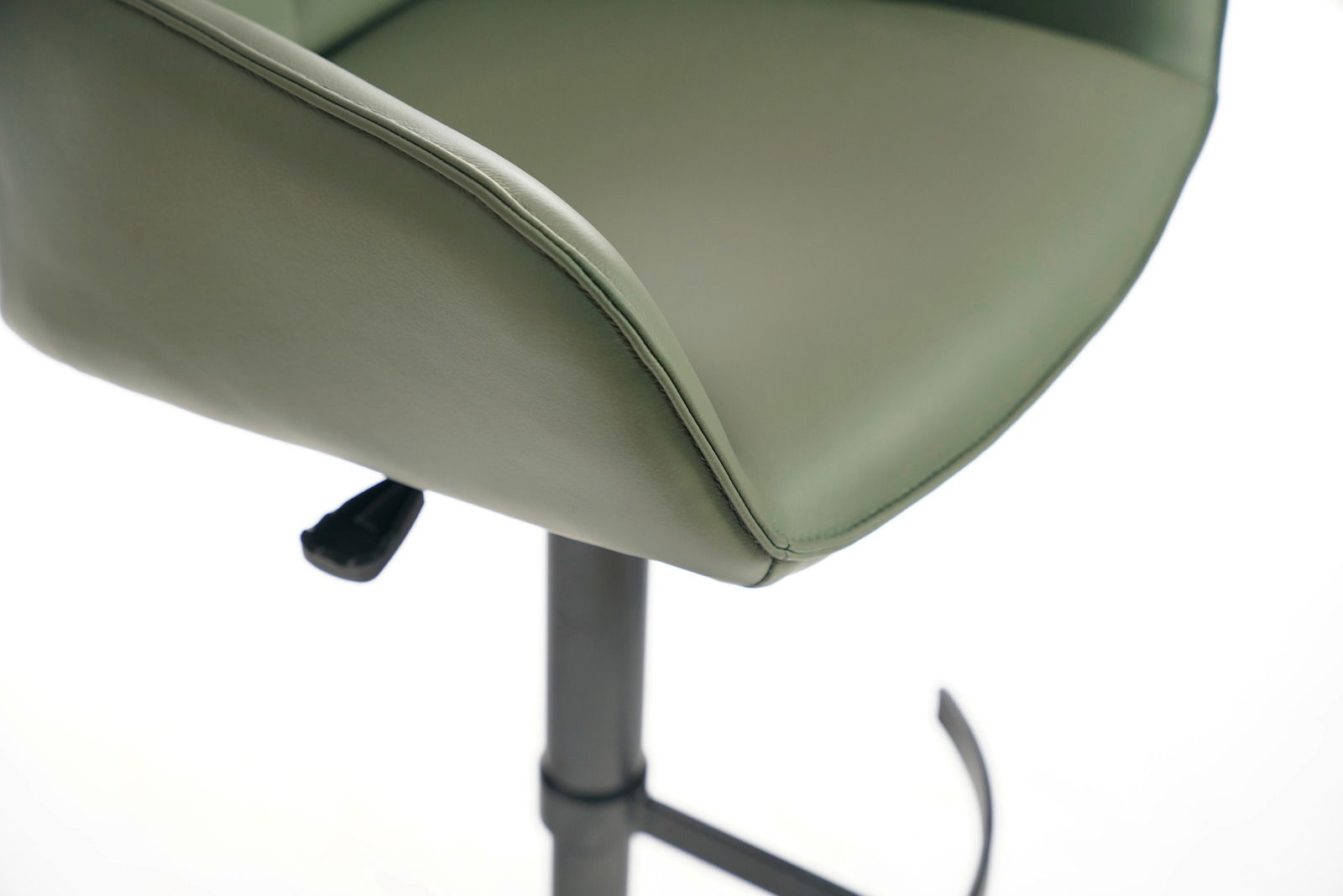 Novel Barhocker YUKI Grüner Barhocker aus Leder mit verstellbarer Höhe, seitliche Perspektive