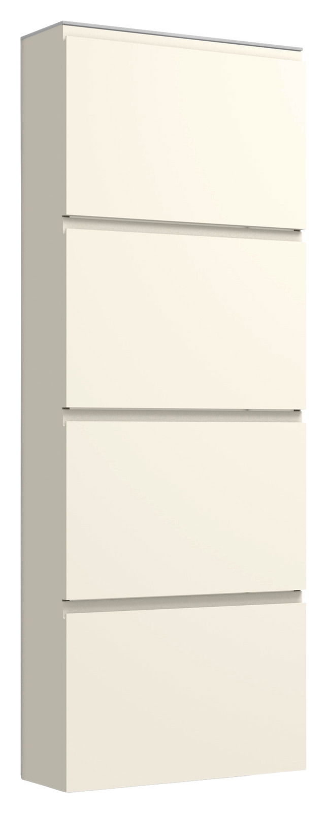 Moderano Hängeschuhschrank LECCO Hängeschuhschrank 4K-T22 in seitlicher Perspektive mit vier Klappen in schlichtem, modernem Design.