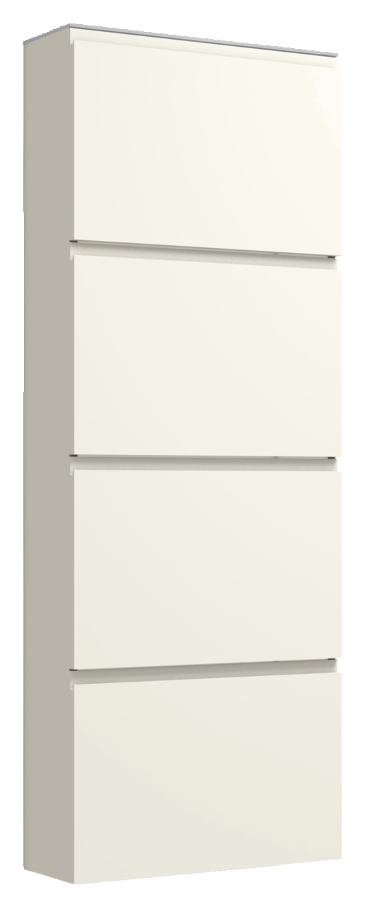Hängeschuhschrank 4K-T22 in seitlicher Perspektive mit vier Klappen in schlichtem, modernem Design.