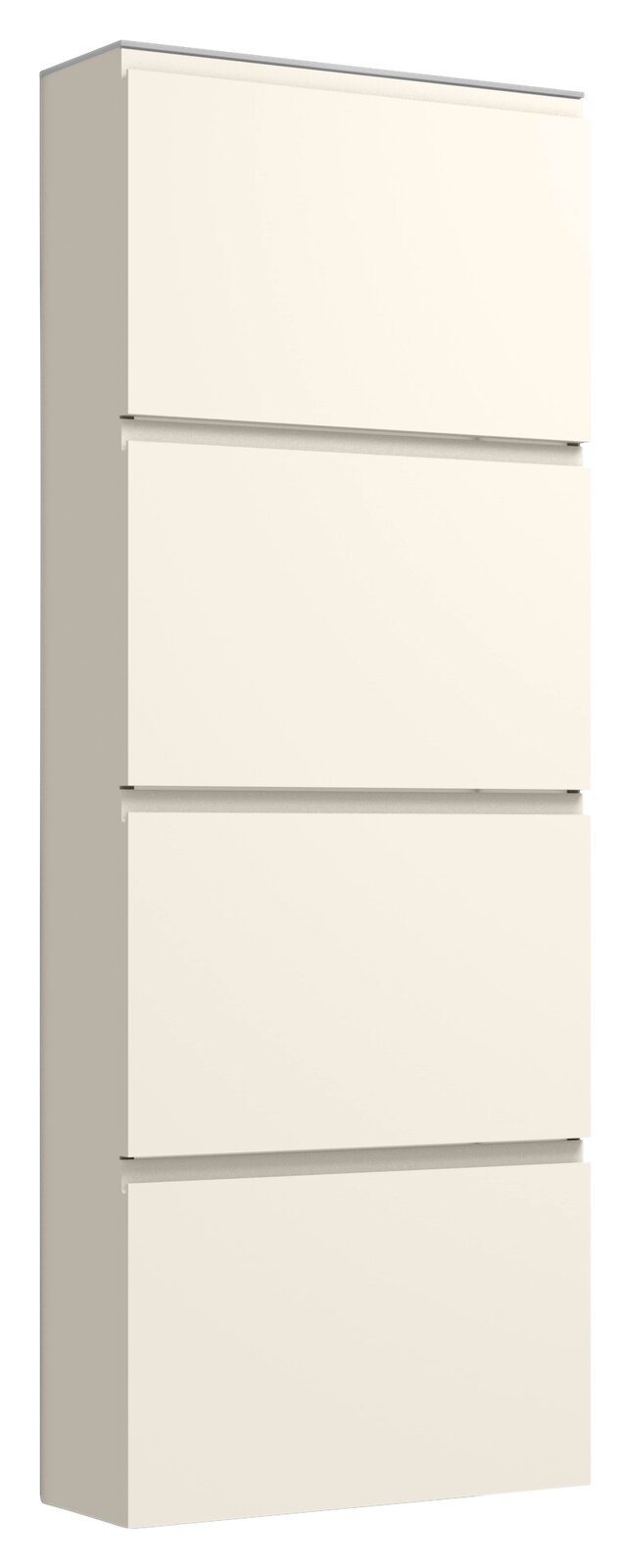 Hängeschuhschrank 4K-T22 in seitlicher Perspektive mit vier Klappen in schlichtem, modernem Design.