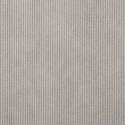 Nahaufnahme eines grauen, strukturierten Stoffes mit wellenförmigem Muster, von oben betrachtet.