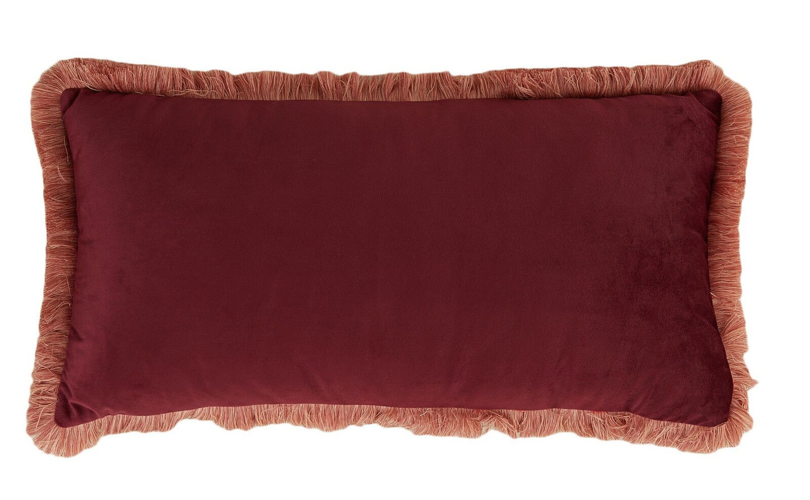 Light&Living Kissen LIENA Rechteckiges, weinrotes Kissen mit dekorativem, rosafarbenem Rand, Ansicht von oben.
