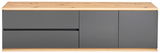 TV-Lowboard aus Holz mit grauen Fronten, Frontalansicht