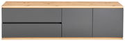 TV-Lowboard aus Holz mit grauen Fronten, Frontalansicht