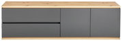 TV-Lowboard aus Holz mit grauen Fronten, Frontalansicht