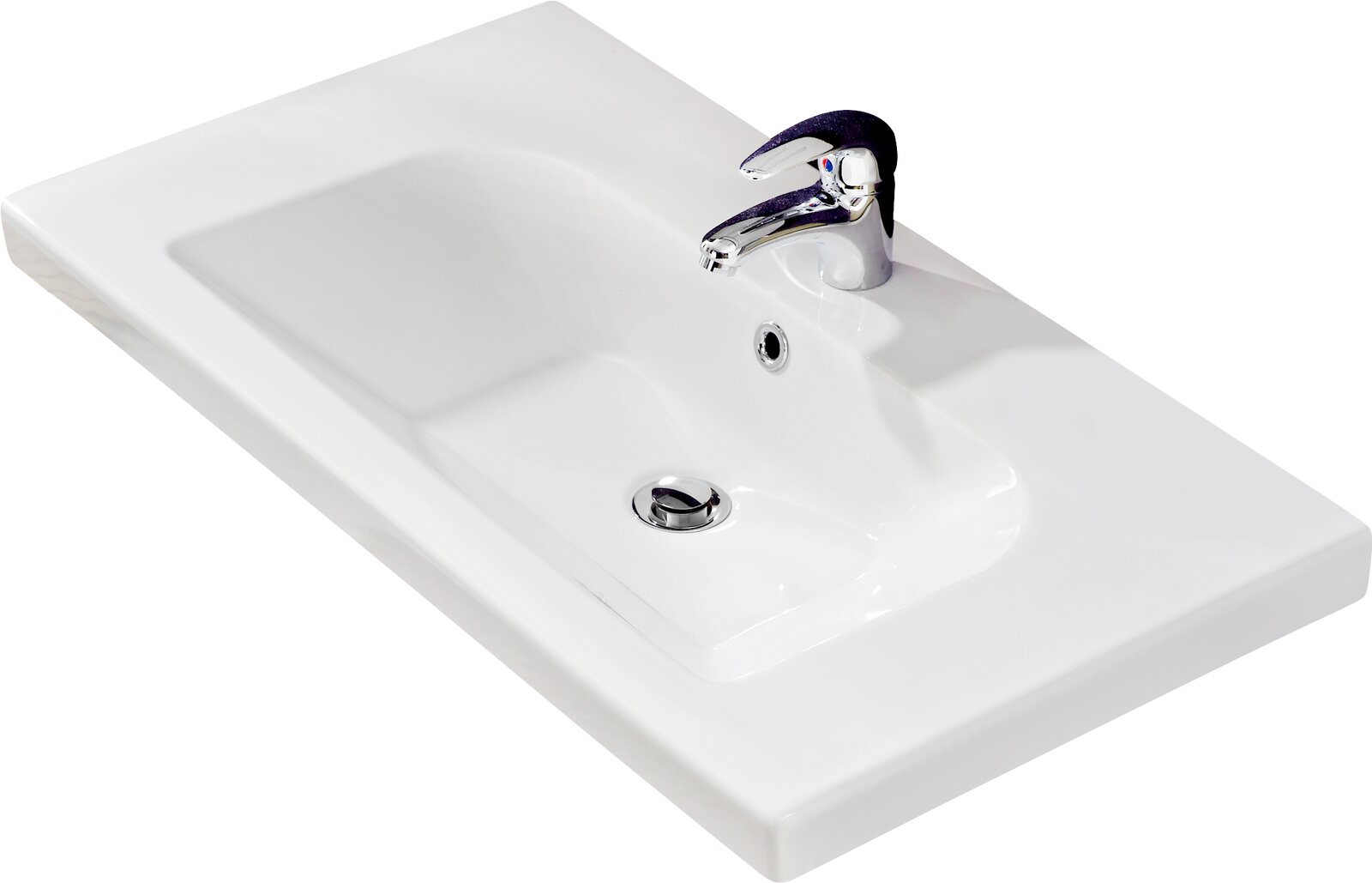 XORA Keramikwaschtisch DORIA Keramikwaschtisch mit Armatur, seitliche Perspektive