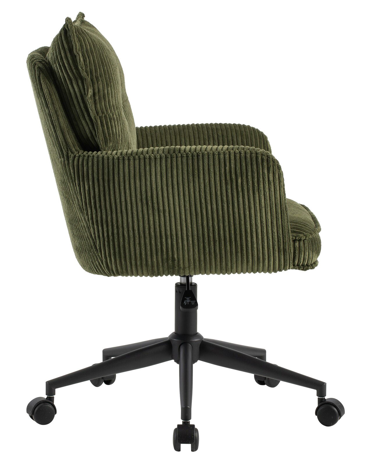 Carryhome Drehstuhl LUCIE Grüner Drehstuhl aus Cordstoff, Seitenansicht