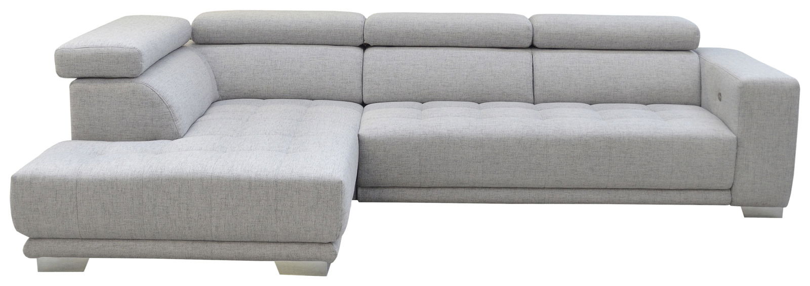 Graue Polsterrundecke in L-Form, Ansicht von vorne