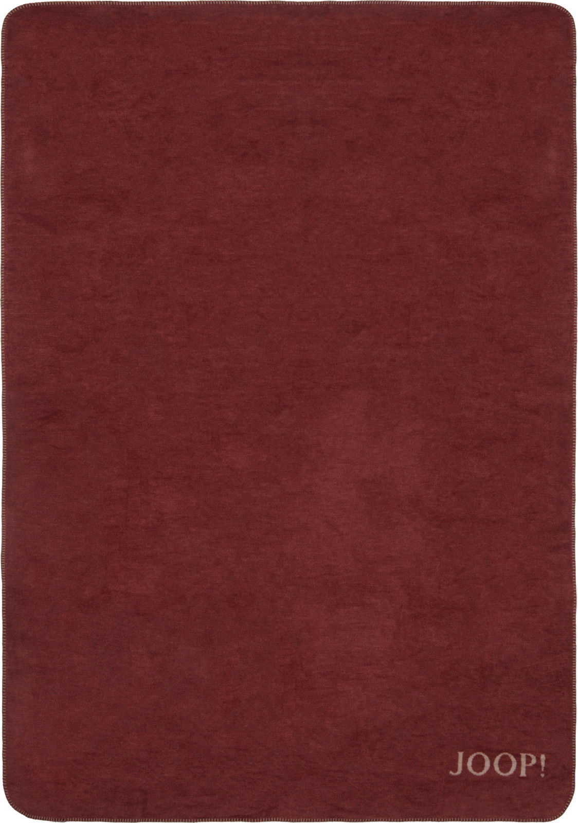 Rote Decke mit JOOP!-Logo in der unteren rechten Ecke, Draufsicht