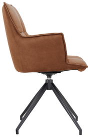 Moderner brauner Sessel mit Metallgestell, Seitenansicht