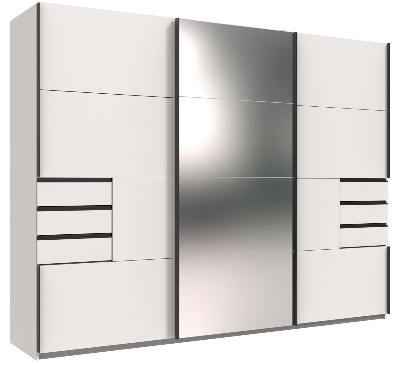 Z2 Schwebetürenschrank 3trg. SAIGON Moderner dreitüriger Schwebetürenschrank mit Spiegel in Frontalansicht.