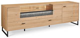 TV-Lowboard aus Holz mit Metallbeinen, Frontansicht