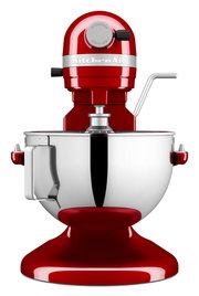 Rote Küchenmaschine Heavy Duty 5,2L von vorne mit Edelstahl-Rührschüssel