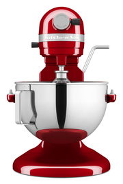 Rote Küchenmaschine Heavy Duty 5,2L von vorne mit Edelstahl-Rührschüssel