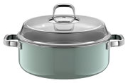 Schmortopf 28cm mit Deckel aus Edelstahl, frontale Ansicht