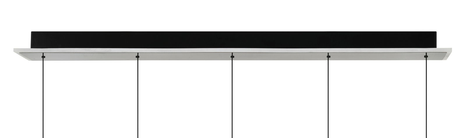 Moderne LED-Pendelleuchte in rechteckiger Form, seitliche Perspektive